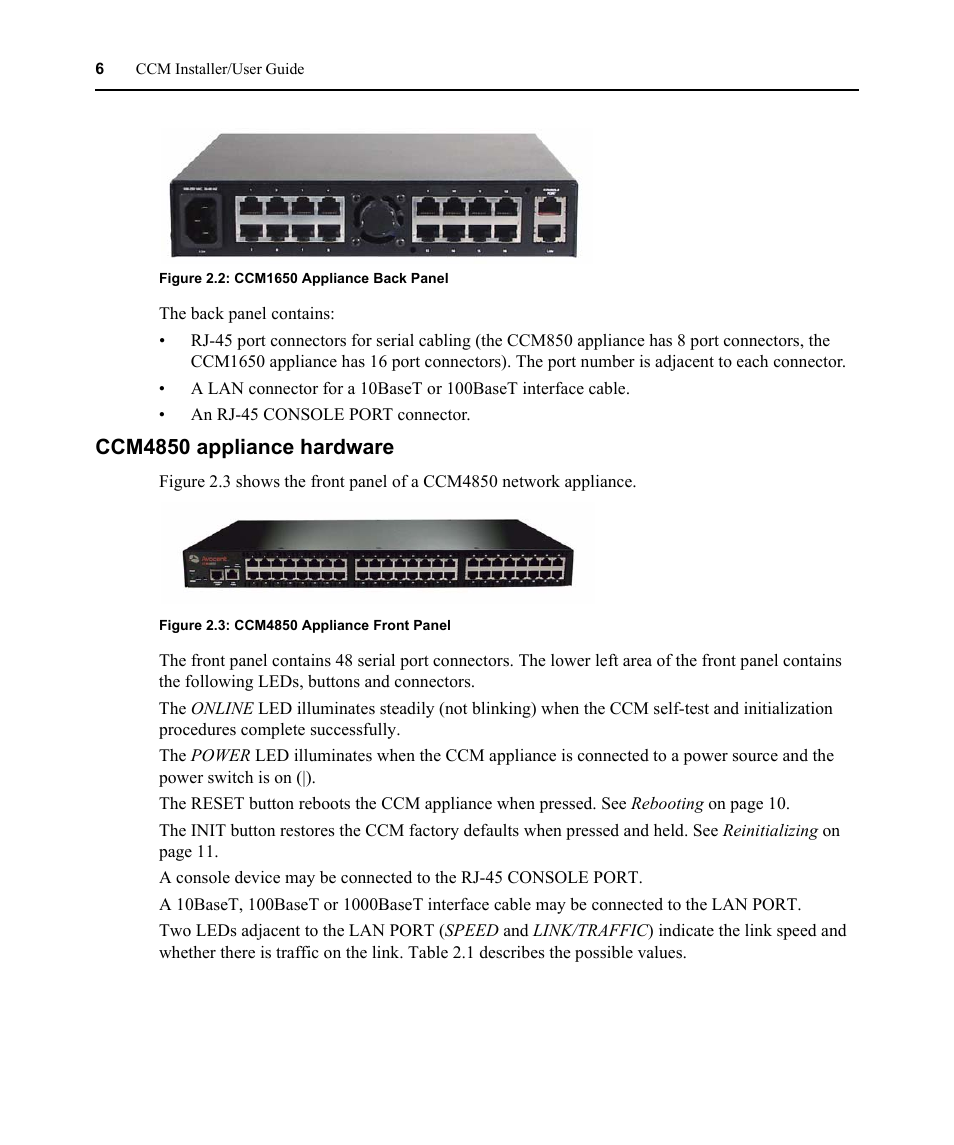 Ccm4850 appliance hardware, Figure 2.2 | Avocent CCM User Manual | Page 20 / 136