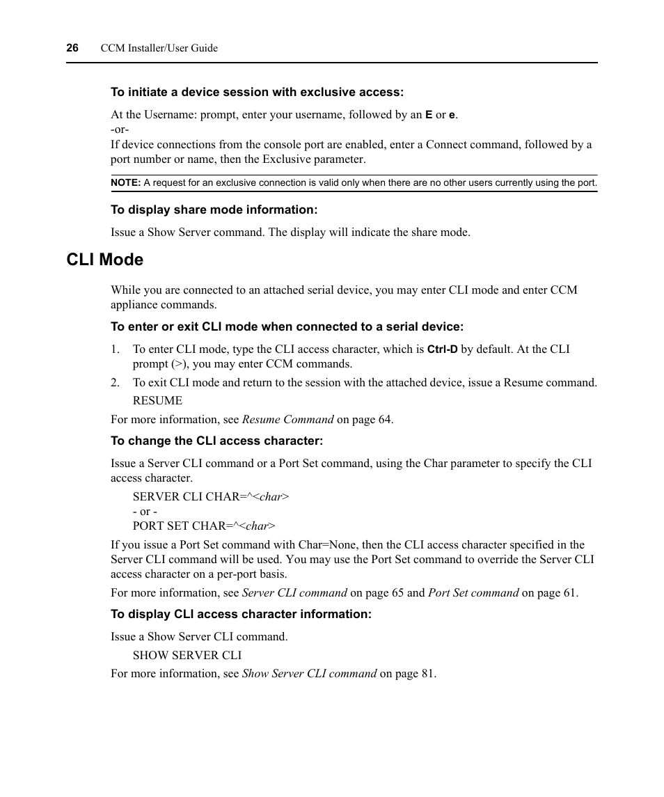 Cli mode | Avocent CCM User Manual | Page 40 / 136