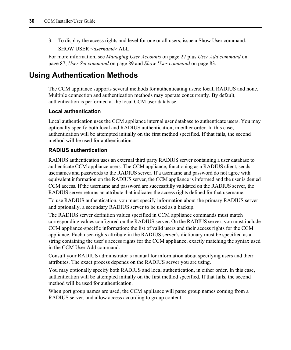 Using authentication methods | Avocent CCM User Manual | Page 44 / 136