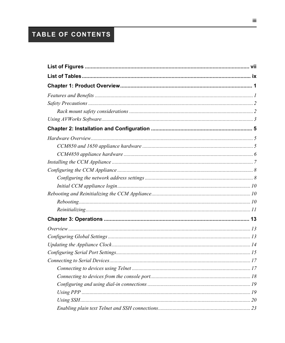 Avocent CCM User Manual | Page 5 / 136