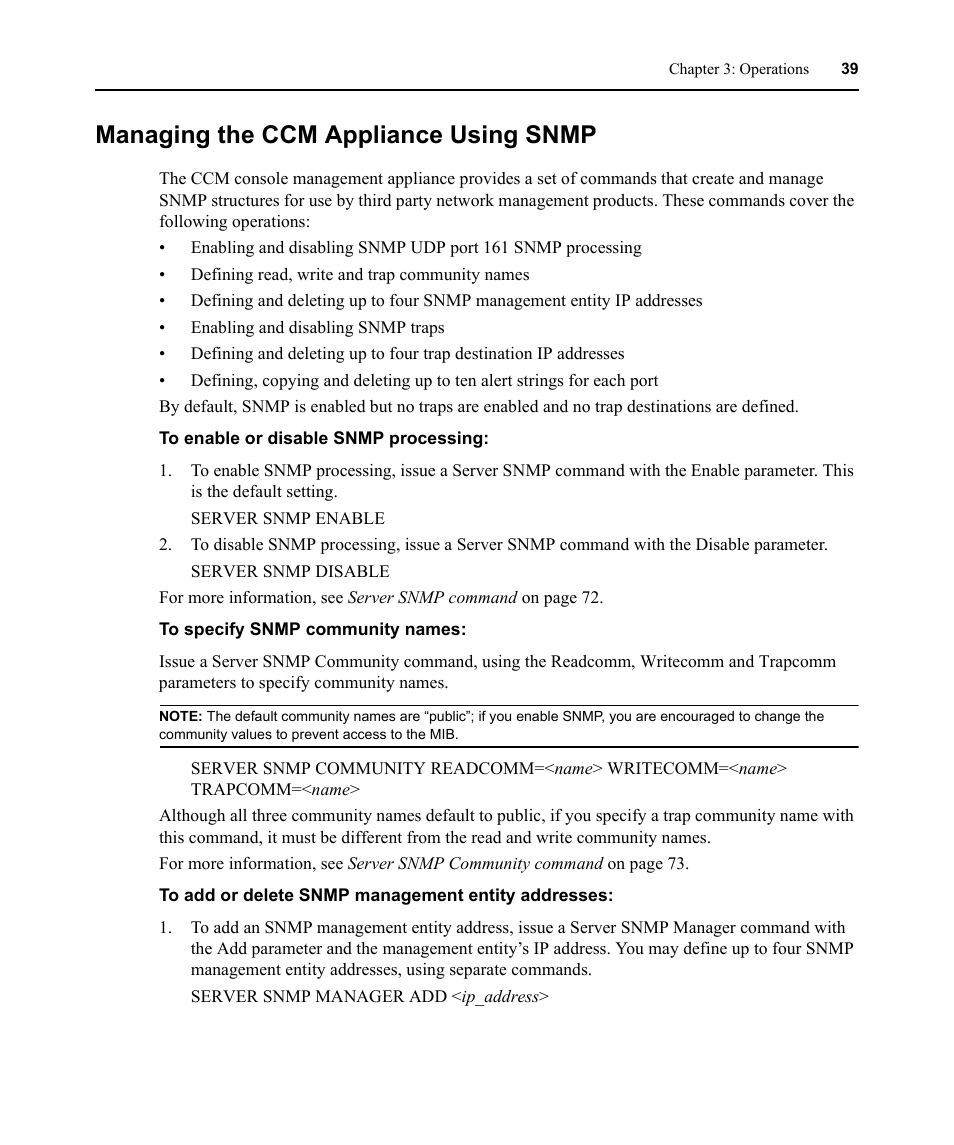 Managing the ccm appliance using snmp | Avocent CCM User Manual | Page 53 / 136