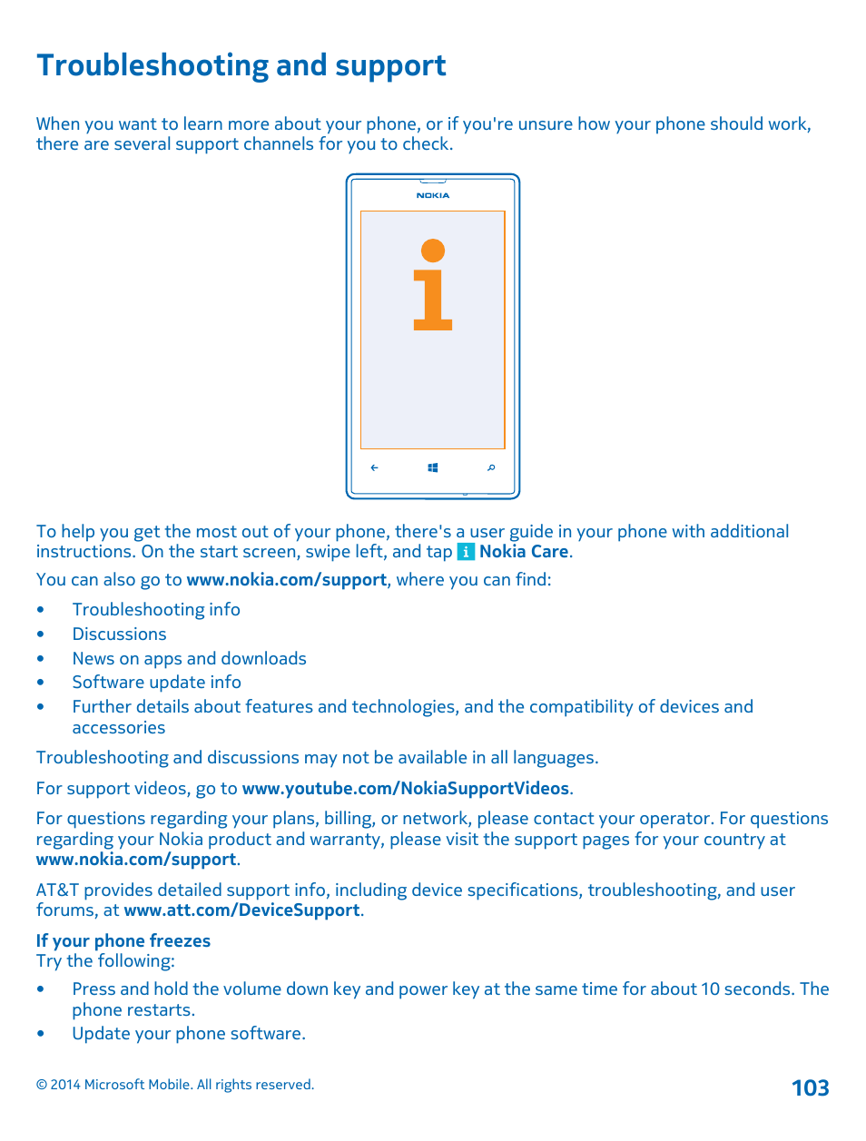 Troubleshooting and support | Nokia Lumia 520 User Manual | Page 103 / 109