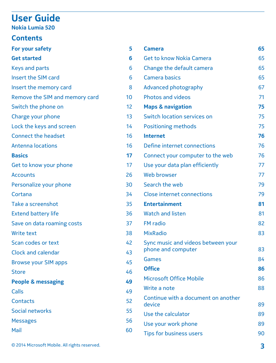 Nokia Lumia 520 User Manual | Page 3 / 109