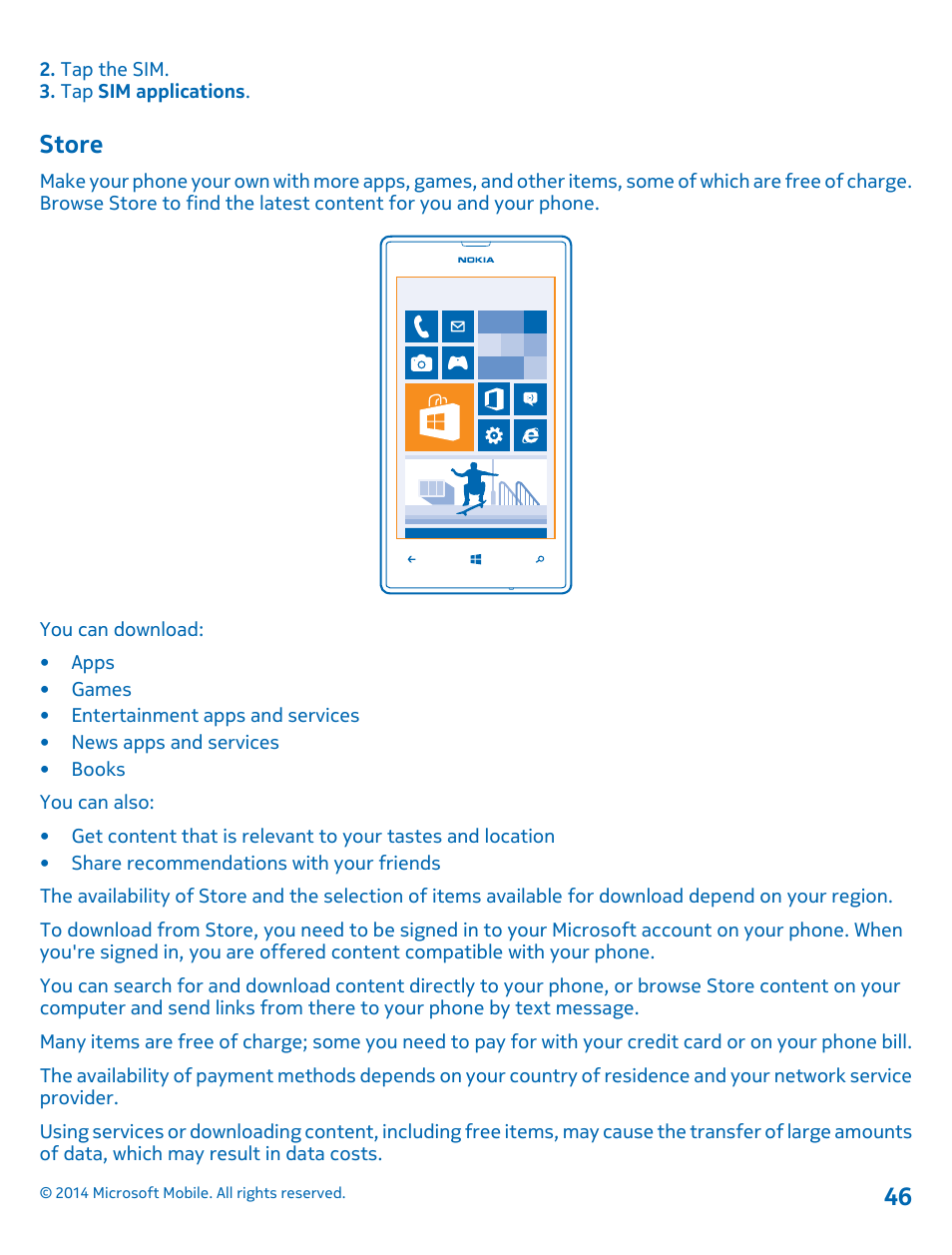 Store | Nokia Lumia 520 User Manual | Page 46 / 109