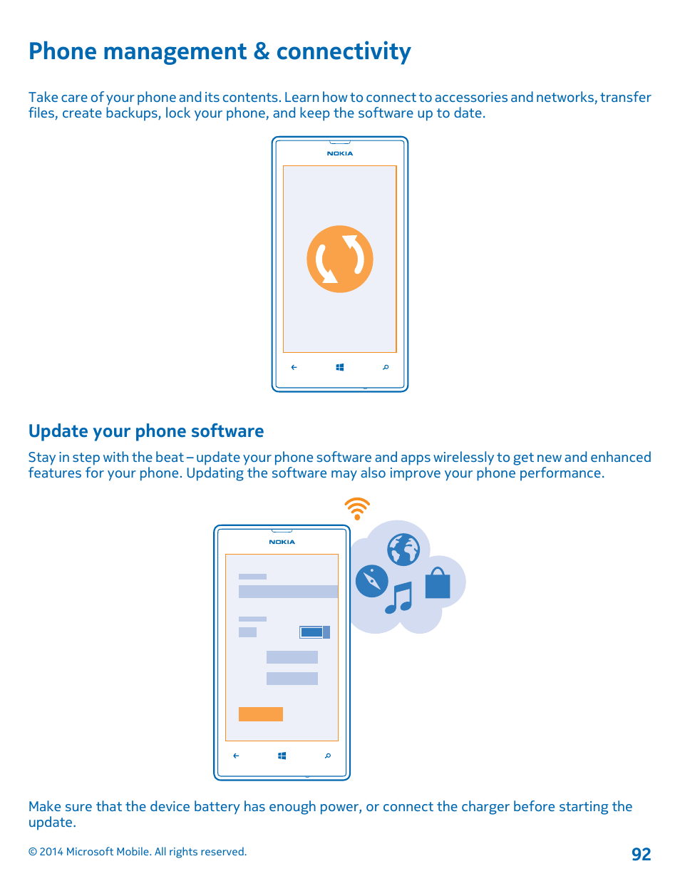 Phone management & connectivity, Update your phone software | Nokia Lumia 520 User Manual | Page 92 / 109