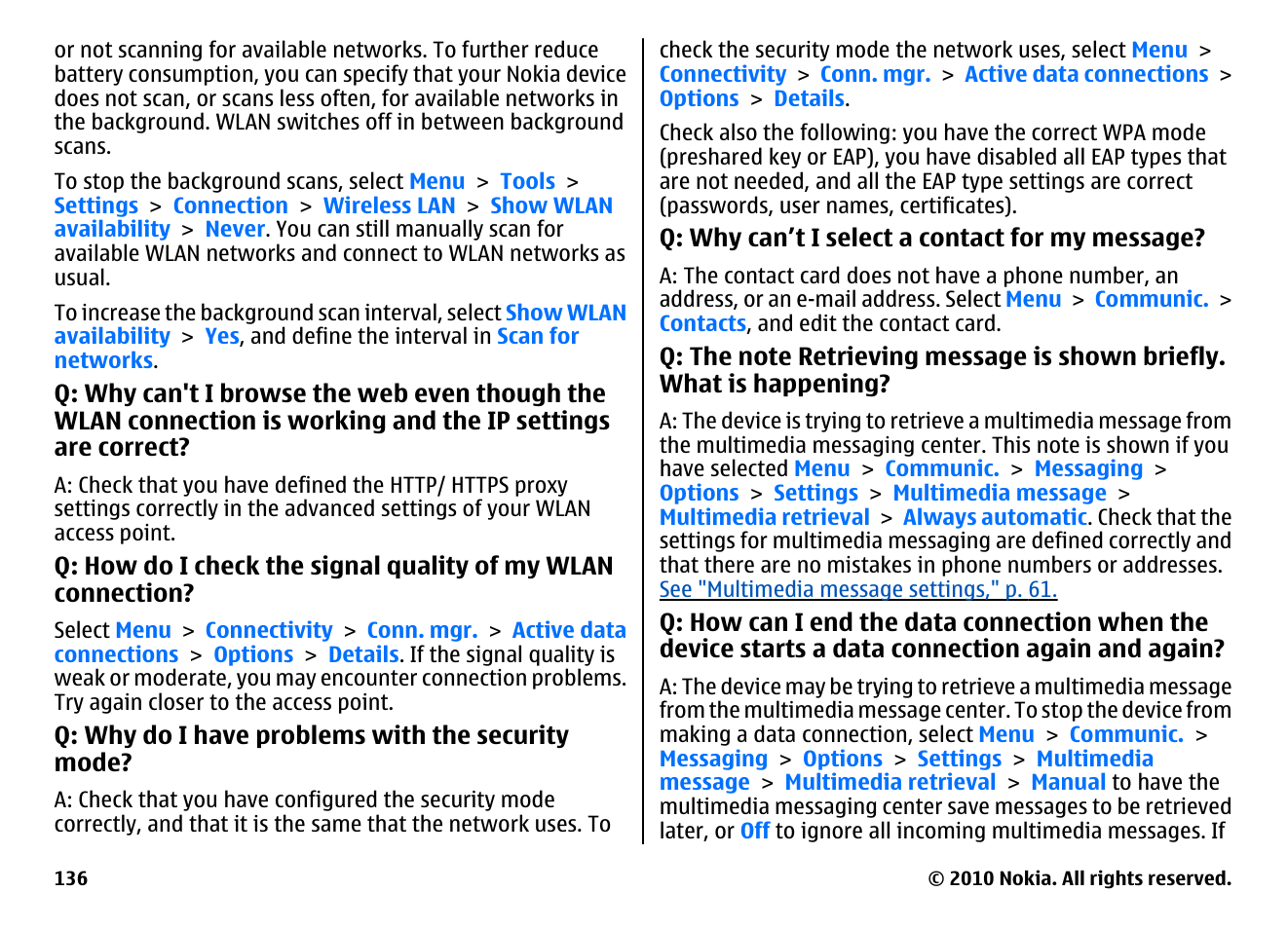 Nokia E71 User Manual | Page 136 / 151
