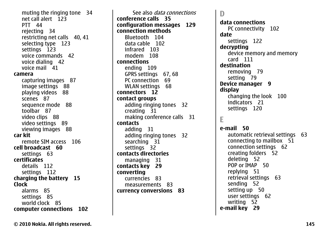 Nokia E71 User Manual | Page 145 / 151
