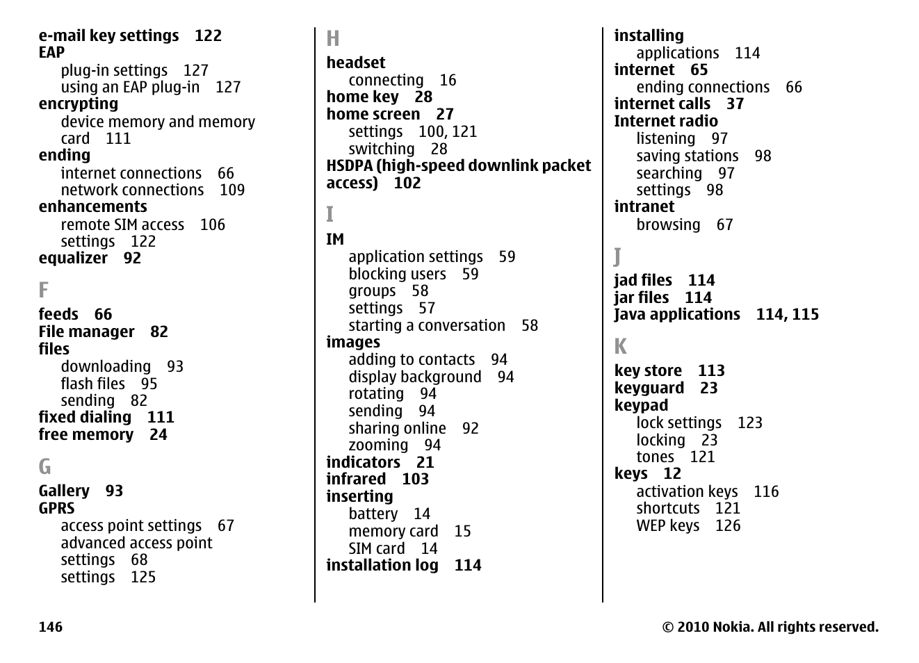 Nokia E71 User Manual | Page 146 / 151