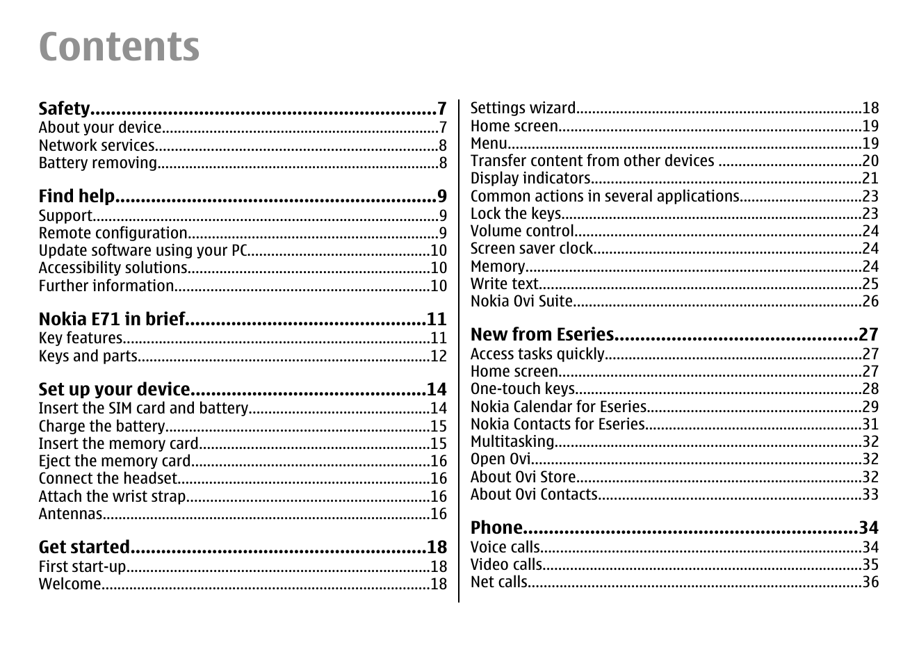 Nokia E71 User Manual | Page 4 / 151