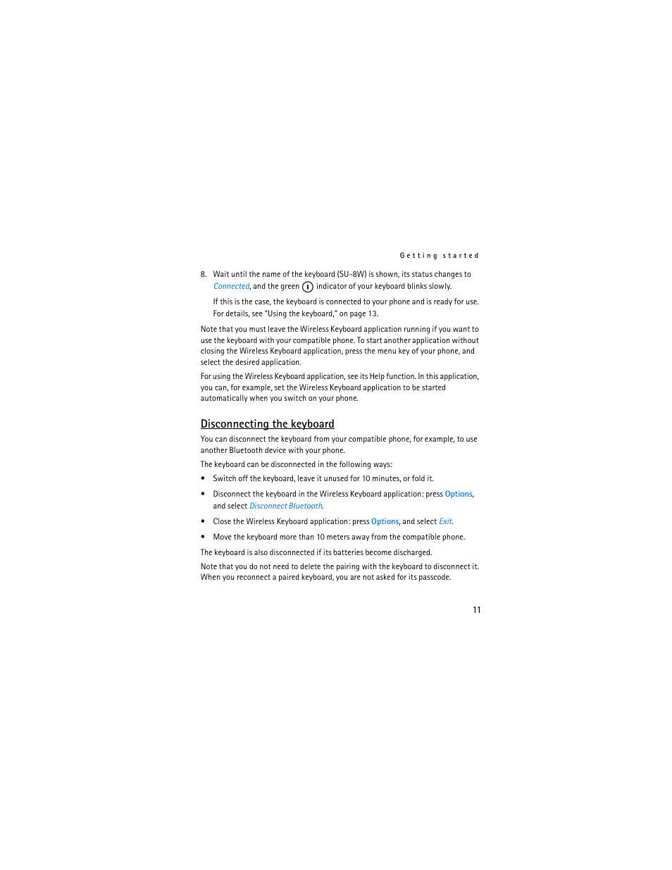 Disconnecting the keyboard | Nokia SU-8W User Manual | Page 11 / 88