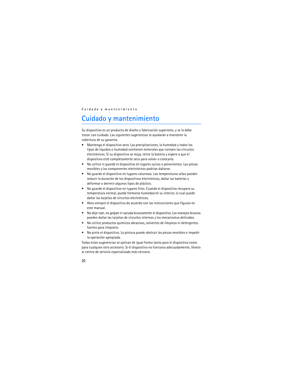 Cuidado y mantenimiento | Nokia SU-8W User Manual | Page 38 / 88