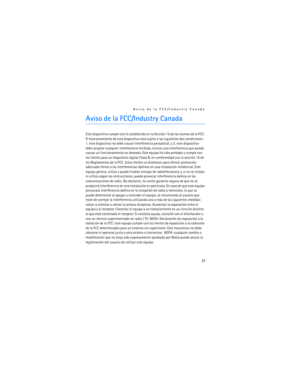 Aviso de la fcc/industry canada | Nokia SU-8W User Manual | Page 39 / 88