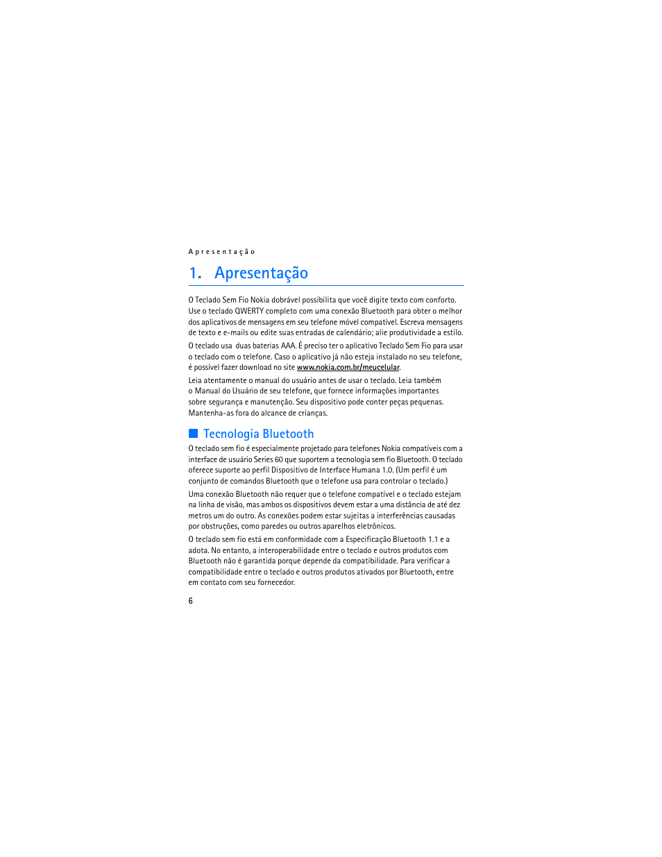 Apresentação, Tecnologia bluetooth | Nokia SU-8W User Manual | Page 46 / 88