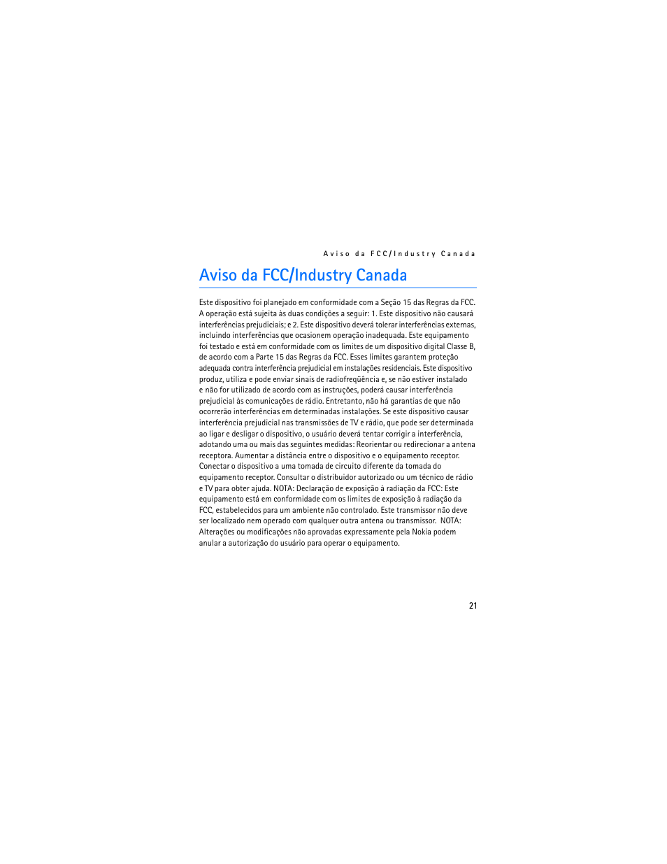 Aviso da fcc/industry canada | Nokia SU-8W User Manual | Page 61 / 88