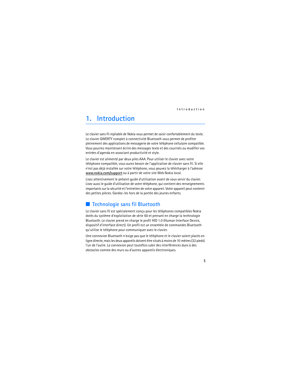 Introduction, Technologie sans fil bluetooth | Nokia SU-8W User Manual | Page 67 / 88