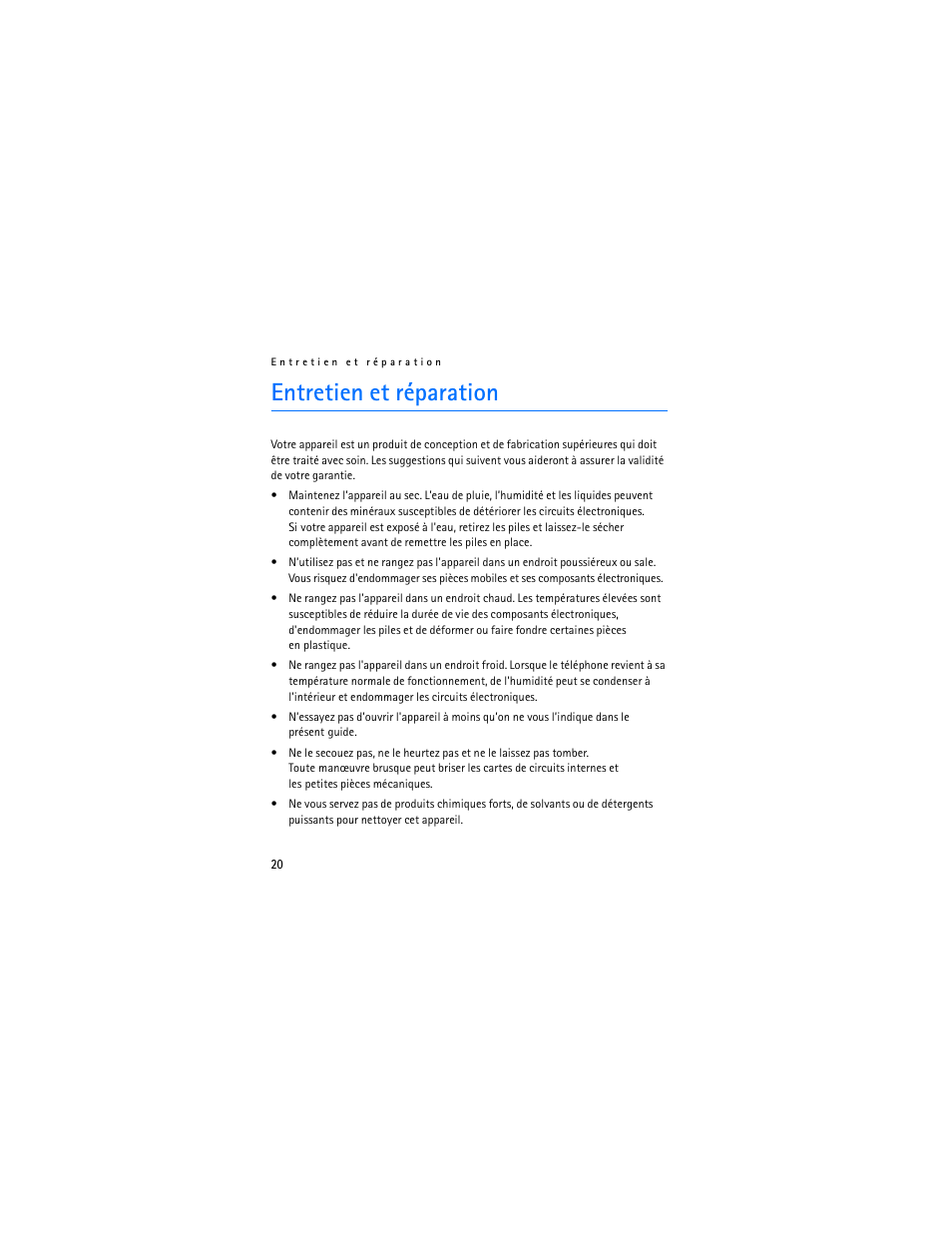 Entretien et réparation | Nokia SU-8W User Manual | Page 82 / 88