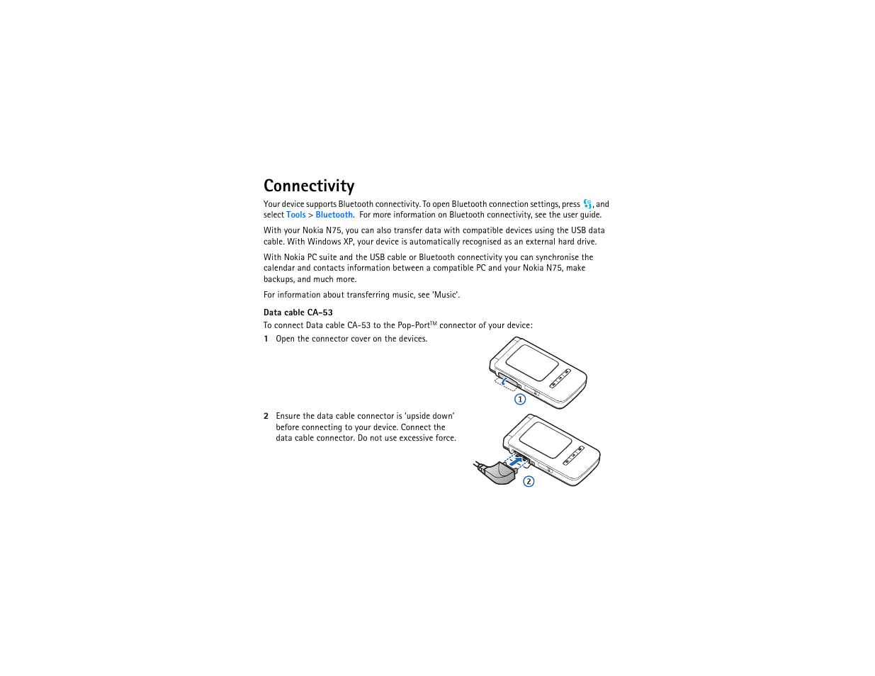 Connectivity | Nokia N75 User Manual | Page 12 / 25