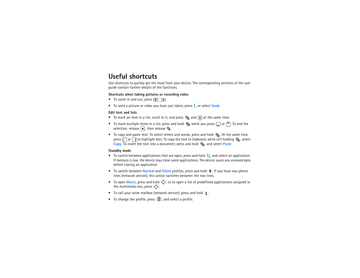 Useful shortcuts | Nokia N75 User Manual | Page 21 / 25