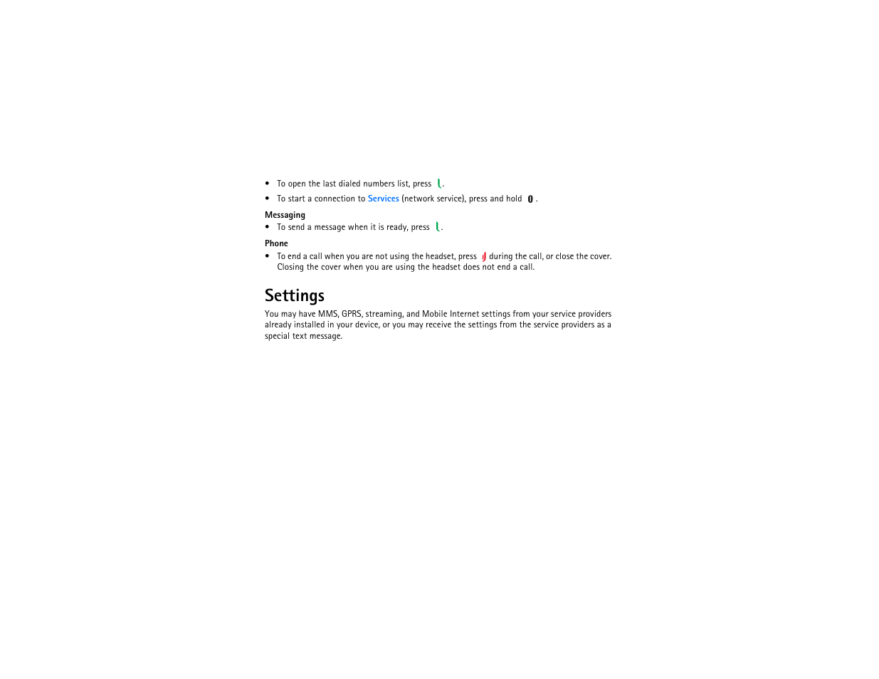 Settings | Nokia N75 User Manual | Page 22 / 25