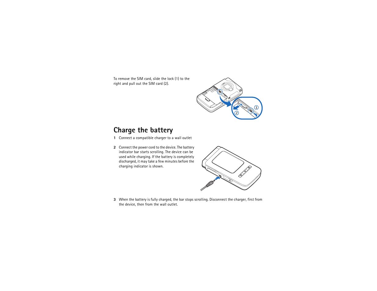 Charge the battery | Nokia N75 User Manual | Page 5 / 25