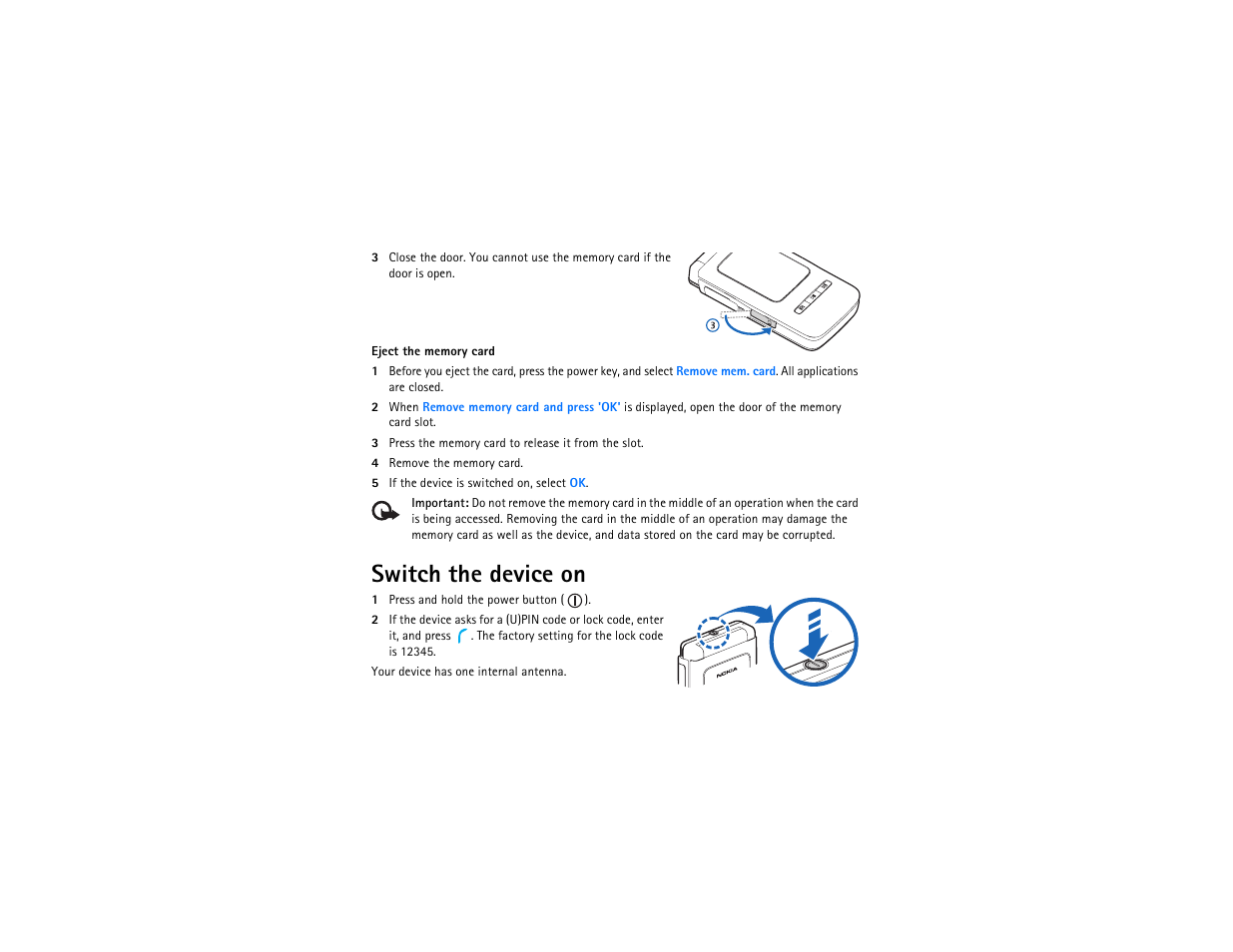 Switch the device on | Nokia N75 User Manual | Page 7 / 25