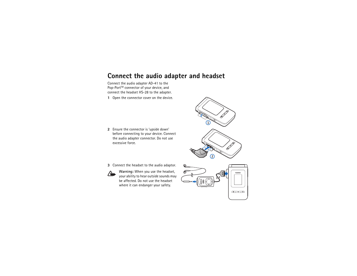 Connect the audio adapter and headset | Nokia N75 User Manual | Page 9 / 25