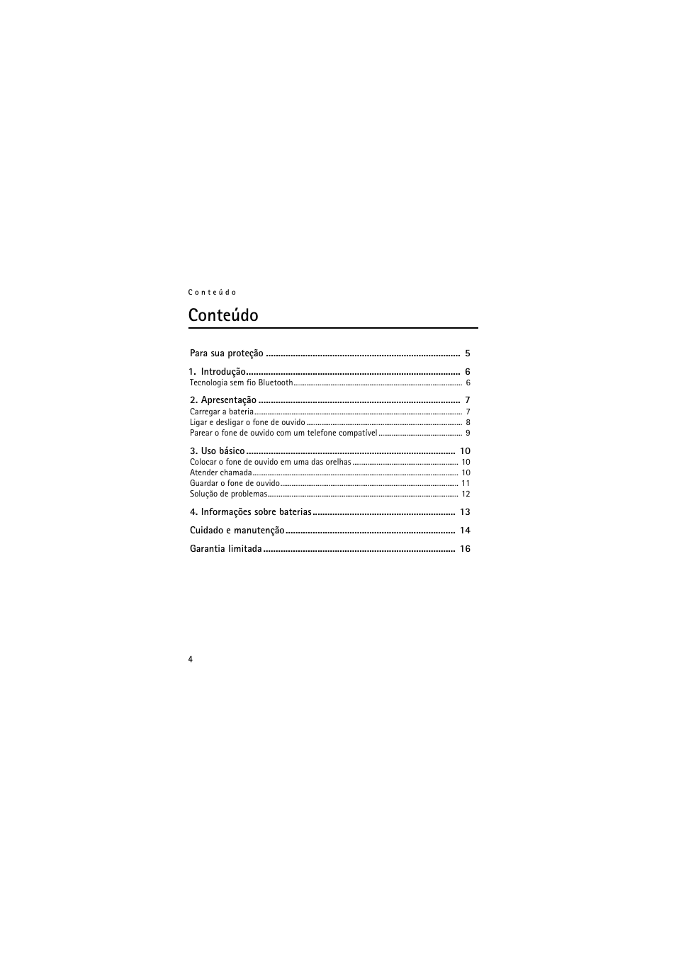Conteúdo | Nokia Wireless Headset HS-36W User Manual | Page 32 / 60