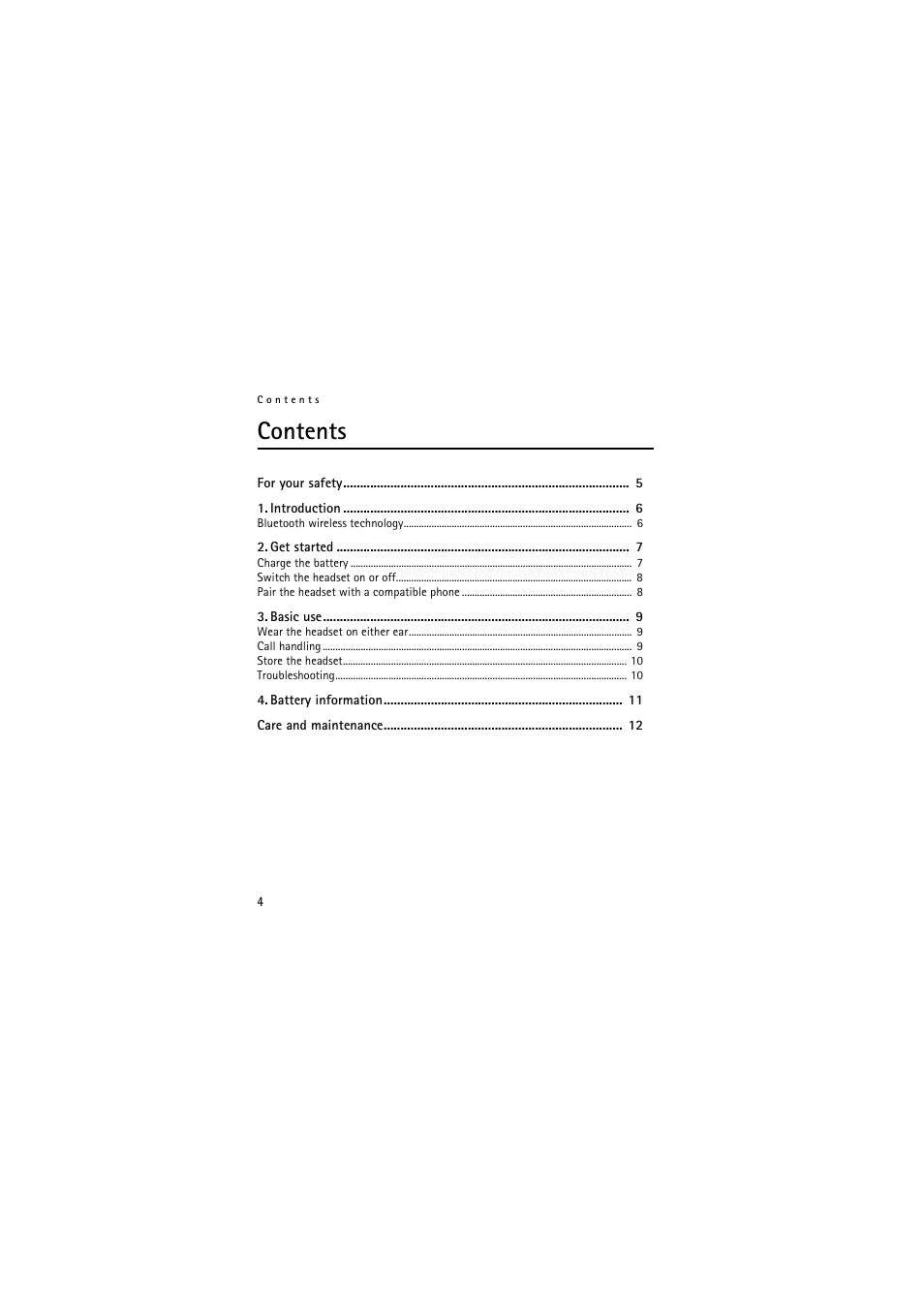 Nokia Wireless Headset HS-36W User Manual | Page 4 / 60