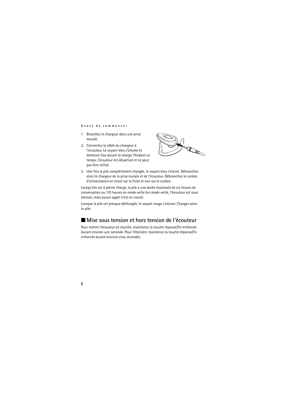 Mise sous tension et hors tension de l'écouteur | Nokia Wireless Headset HS-36W User Manual | Page 52 / 60