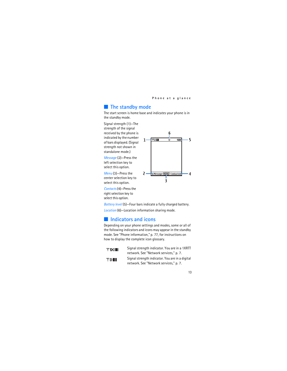 The standby mode, Indicators and icons | Nokia 6315i User Manual | Page 14 / 97