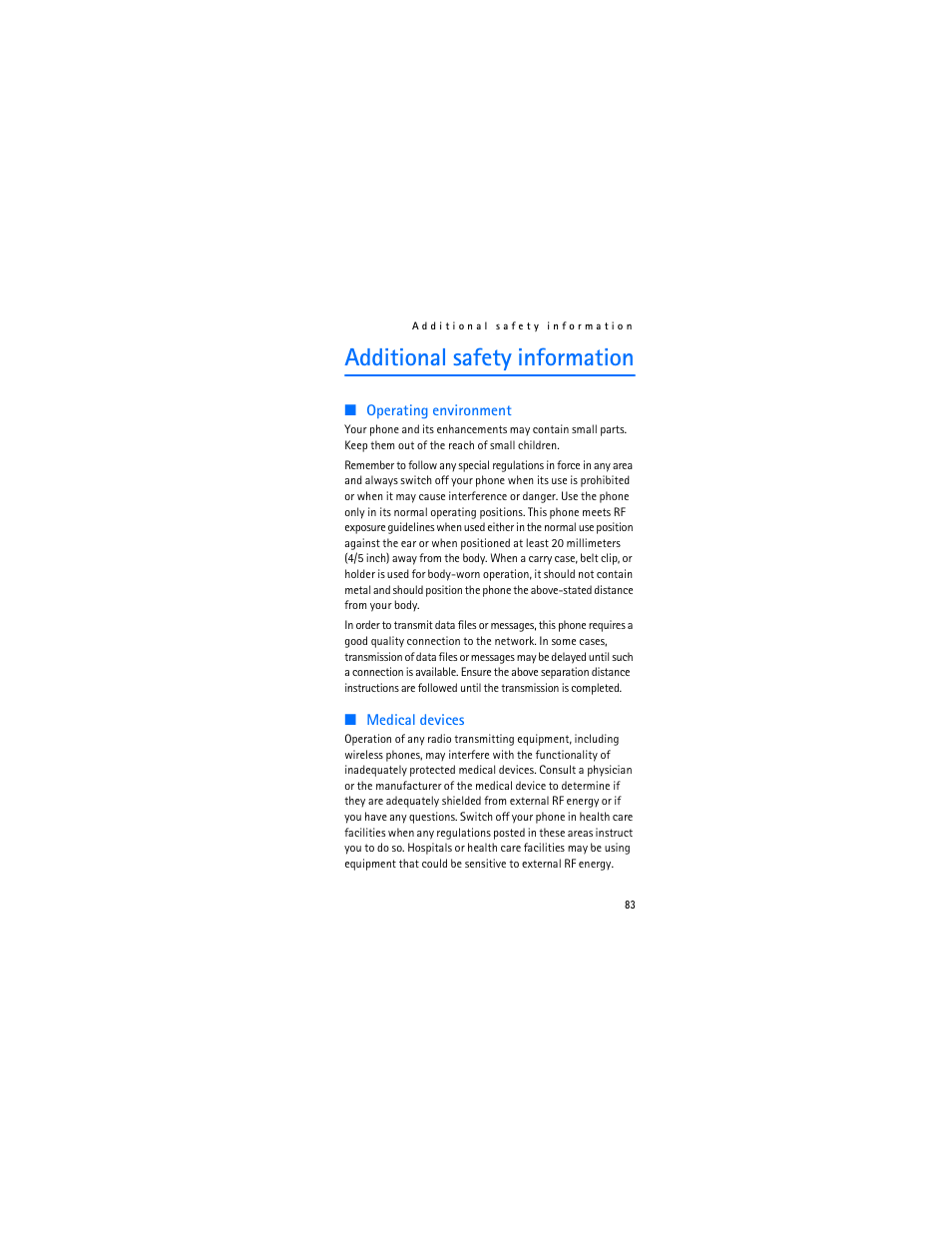 Additional safety information | Nokia 6315i User Manual | Page 84 / 97