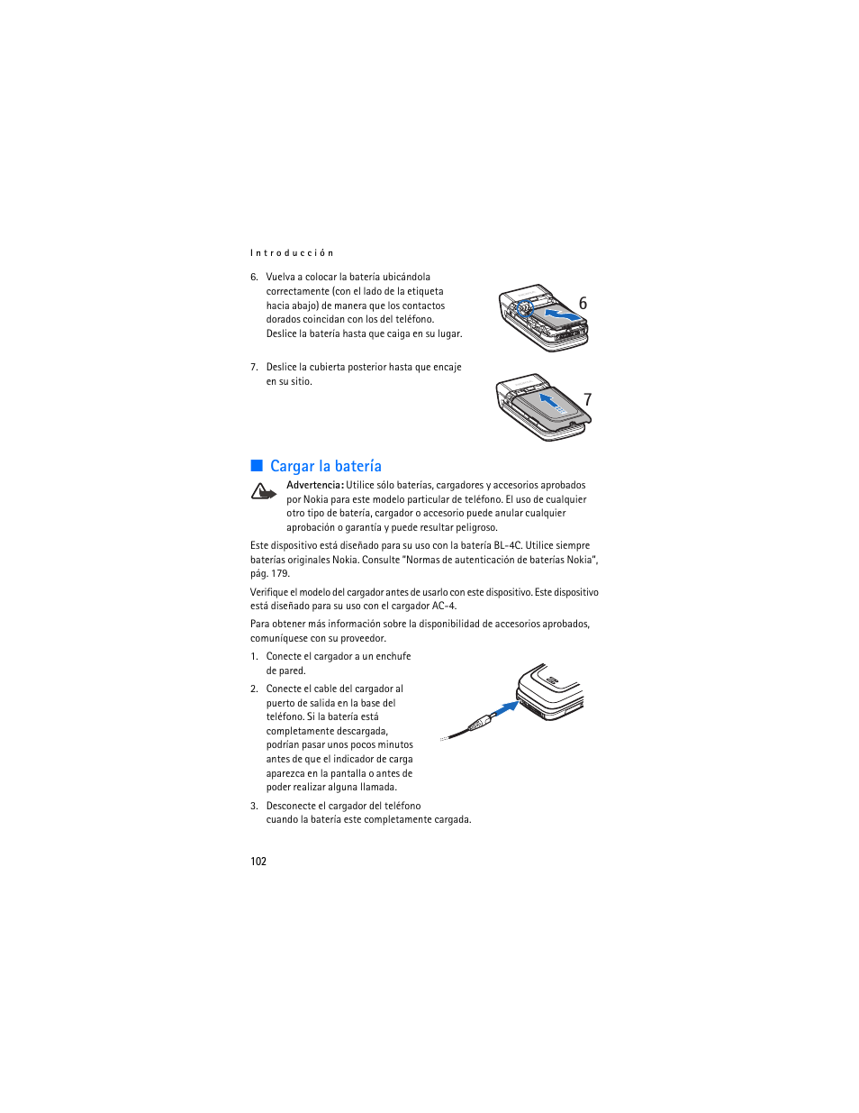 Cargar la batería | Nokia 6136 User Manual | Page 135 / 225