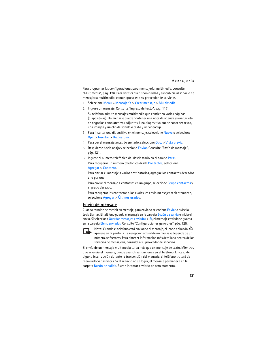 Envío de mensaje | Nokia 6136 User Manual | Page 154 / 225
