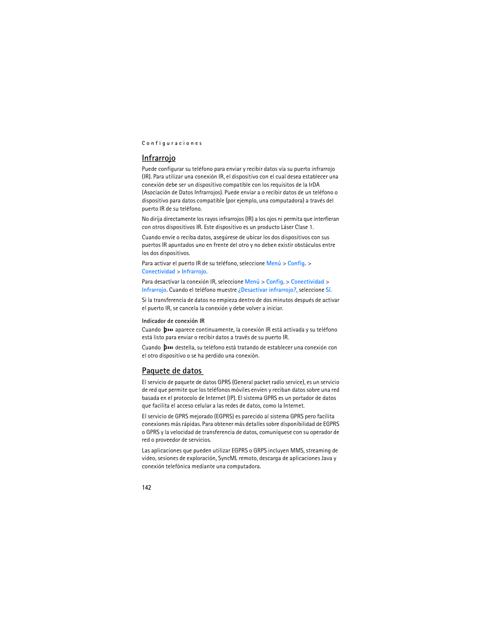 Infrarrojo, Paquete de datos | Nokia 6136 User Manual | Page 175 / 225