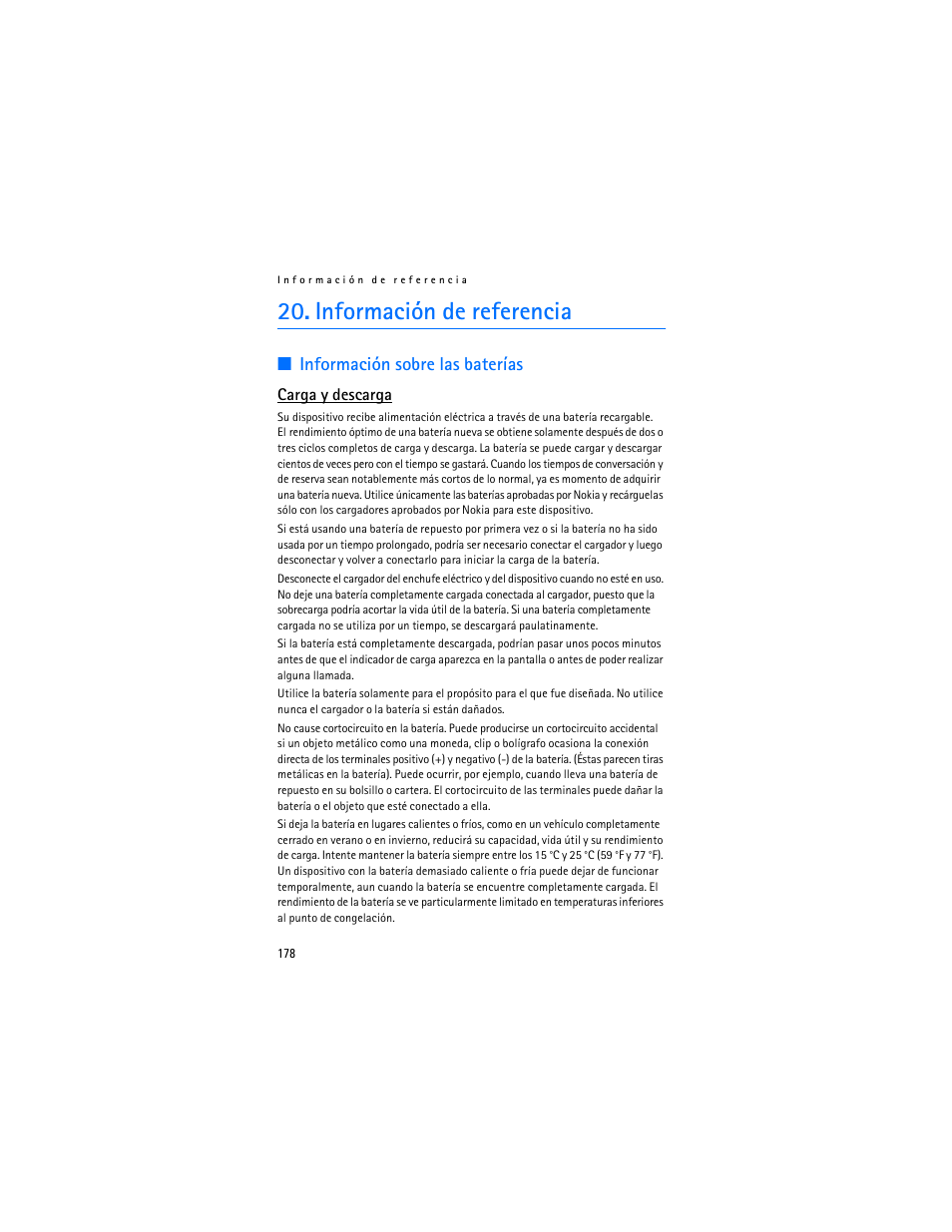 Información de referencia, Información sobre las baterías | Nokia 6136 User Manual | Page 211 / 225