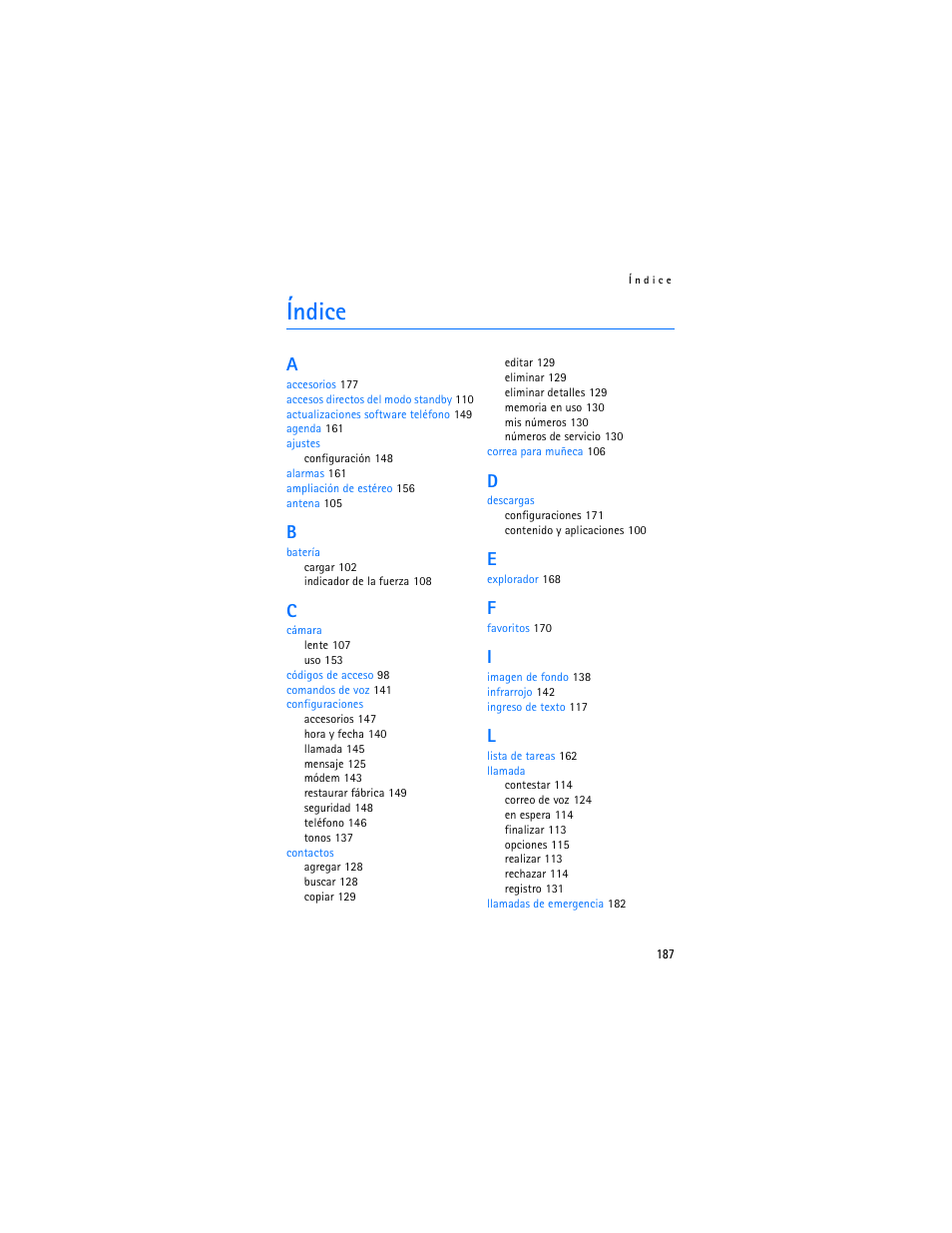 Índice | Nokia 6136 User Manual | Page 220 / 225