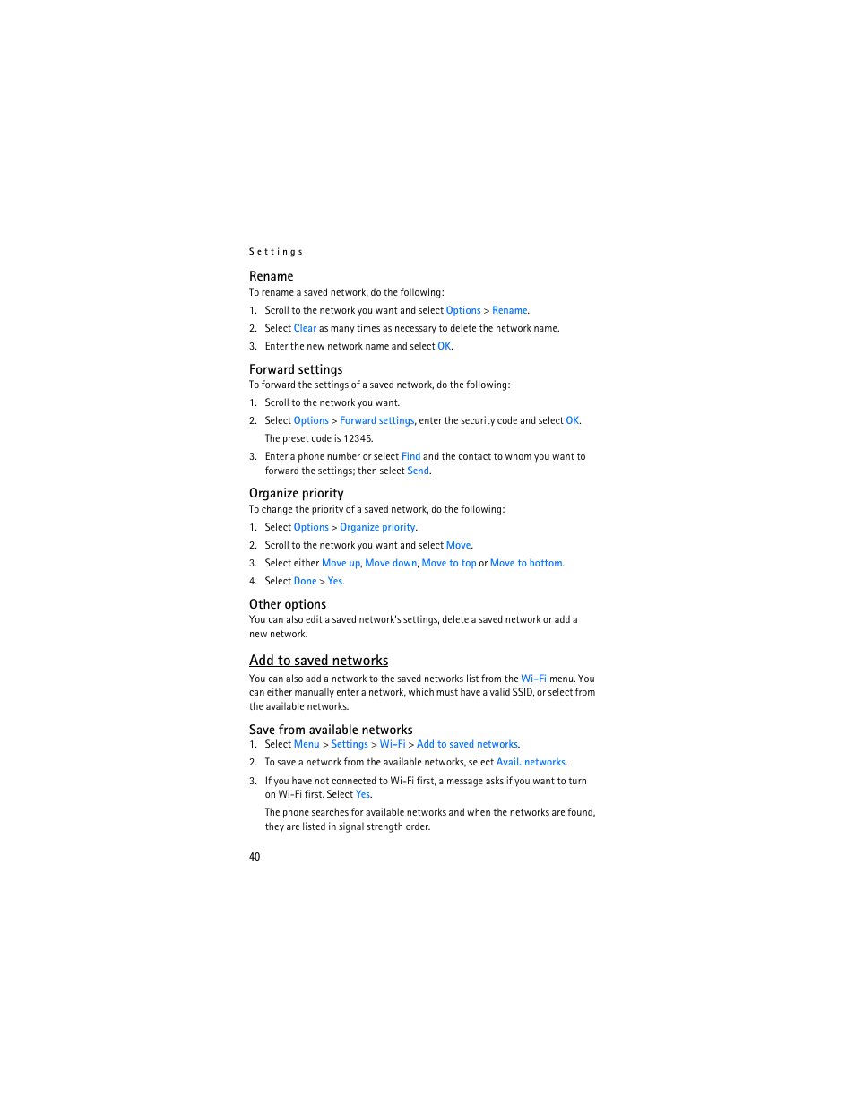 Add to saved networks | Nokia 6136 User Manual | Page 73 / 225