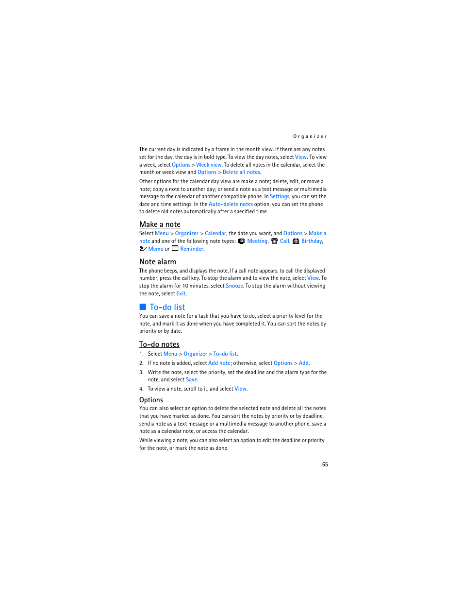 To-do list | Nokia 6136 User Manual | Page 98 / 225