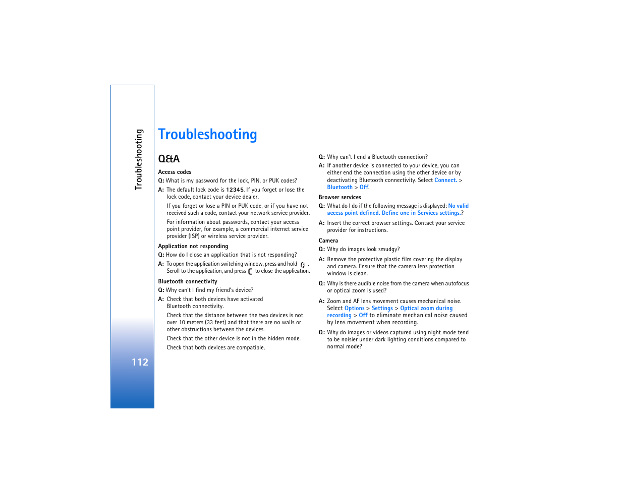 Troubleshooting | Nokia N93 User Manual | Page 113 / 273