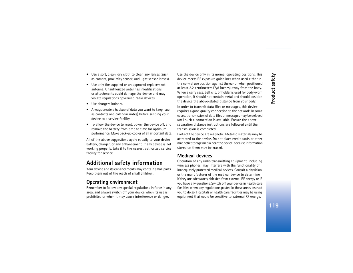 Additional safety information, Operating environment, Medical devices | Nokia N93 User Manual | Page 120 / 273