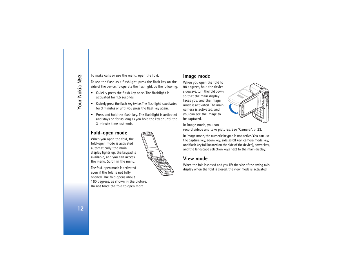 Fold-open mode, Image mode, View mode | Nokia N93 User Manual | Page 13 / 273