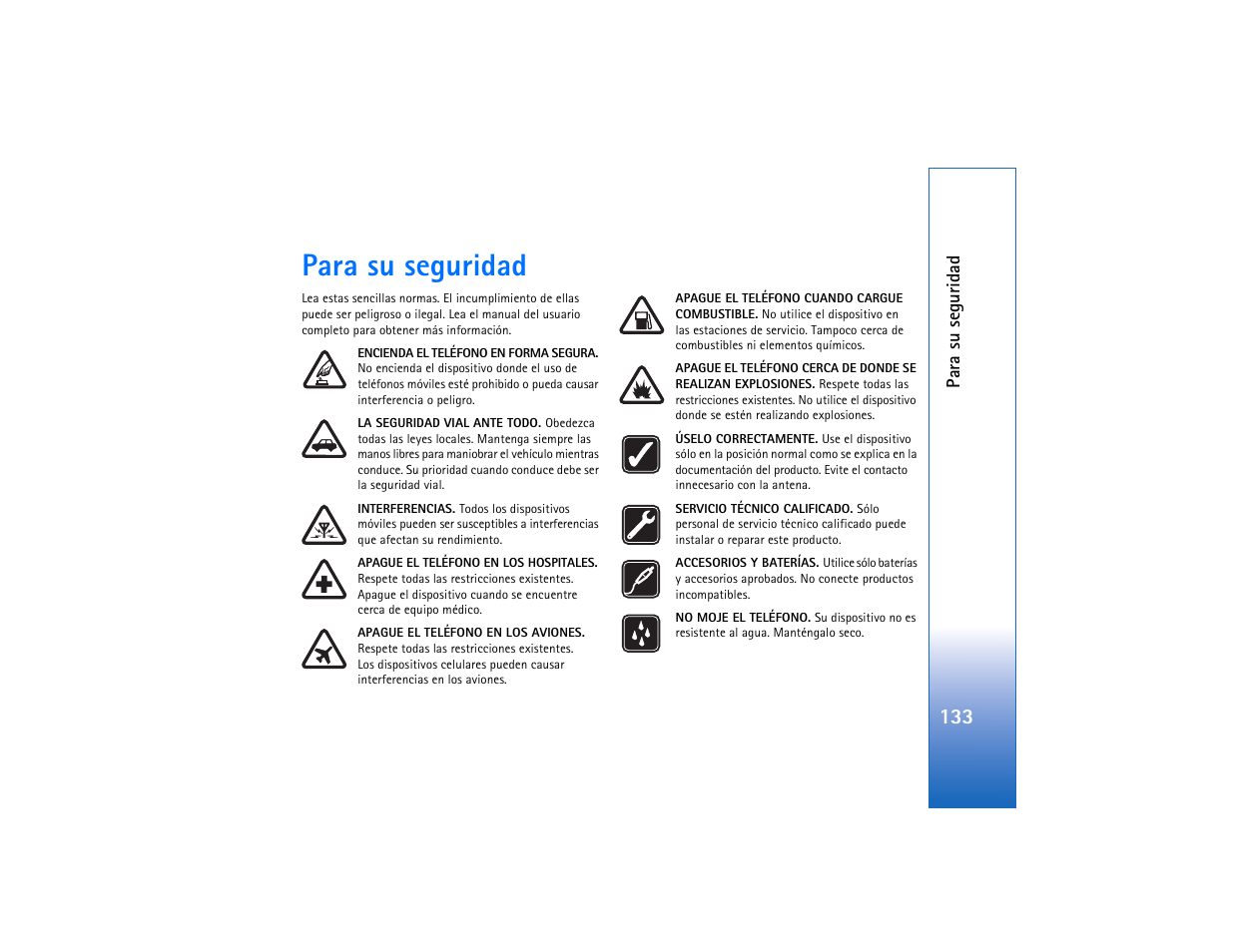 Para su seguridad | Nokia N93 User Manual | Page 134 / 273