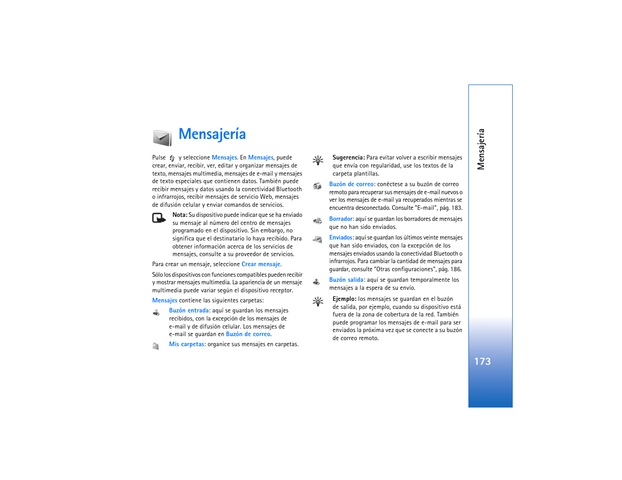 Mensajería | Nokia N93 User Manual | Page 174 / 273