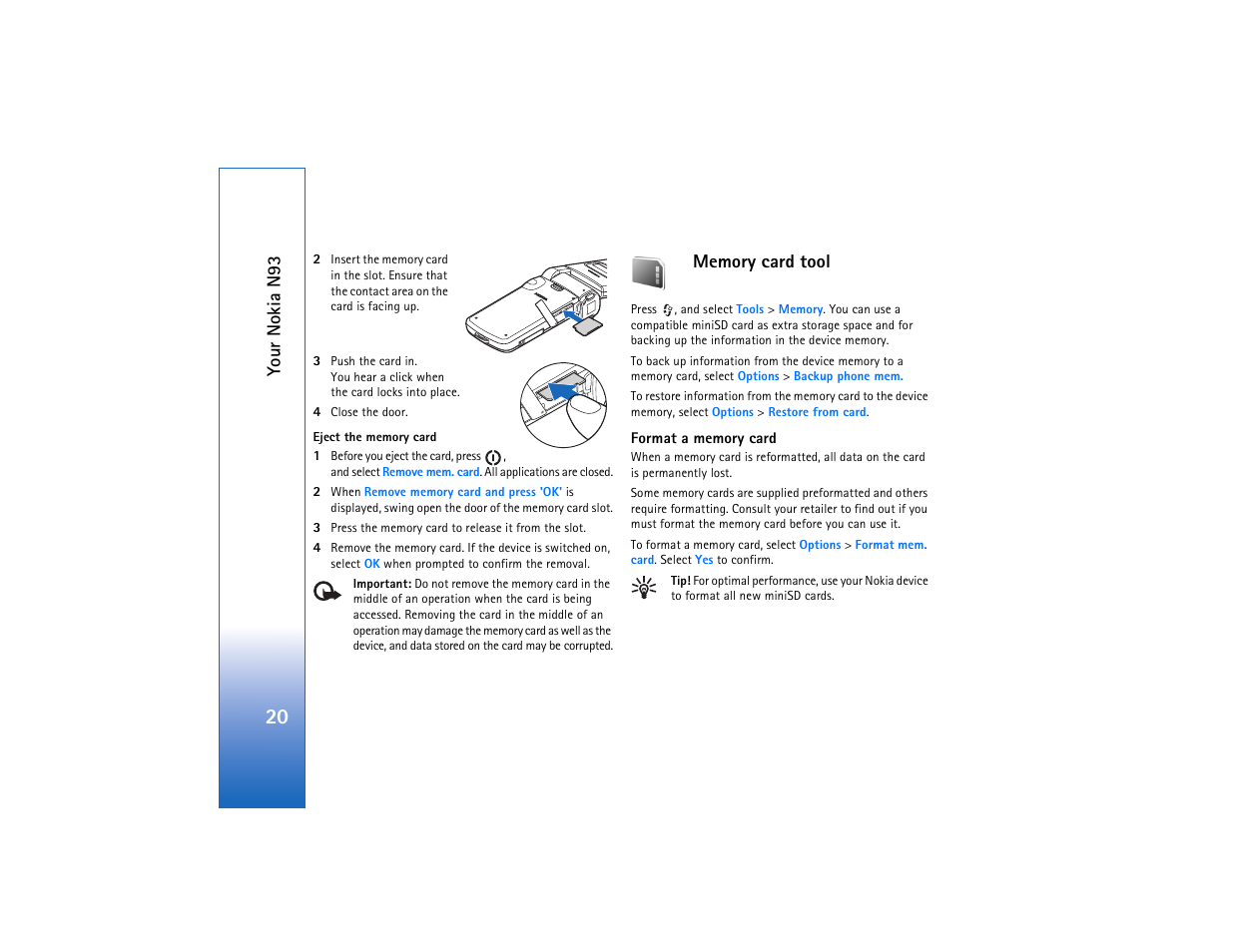 Memory card tool, Memory card tool" p, You r nokia n93 | Nokia N93 User Manual | Page 21 / 273