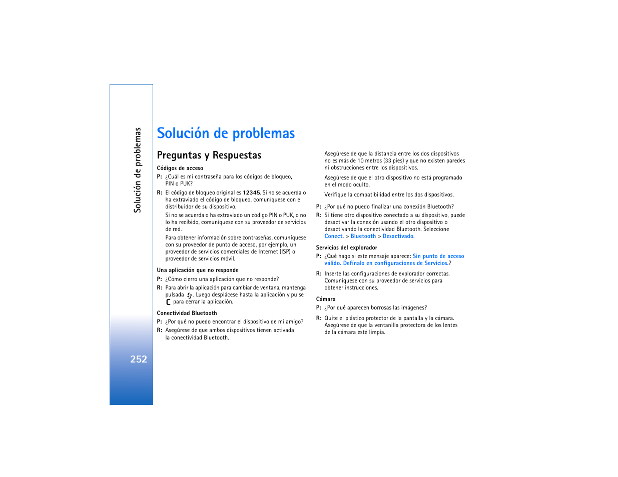 Solución de problemas, Preguntas y respuestas, Soluc ión d e pr oblemas | Nokia N93 User Manual | Page 253 / 273