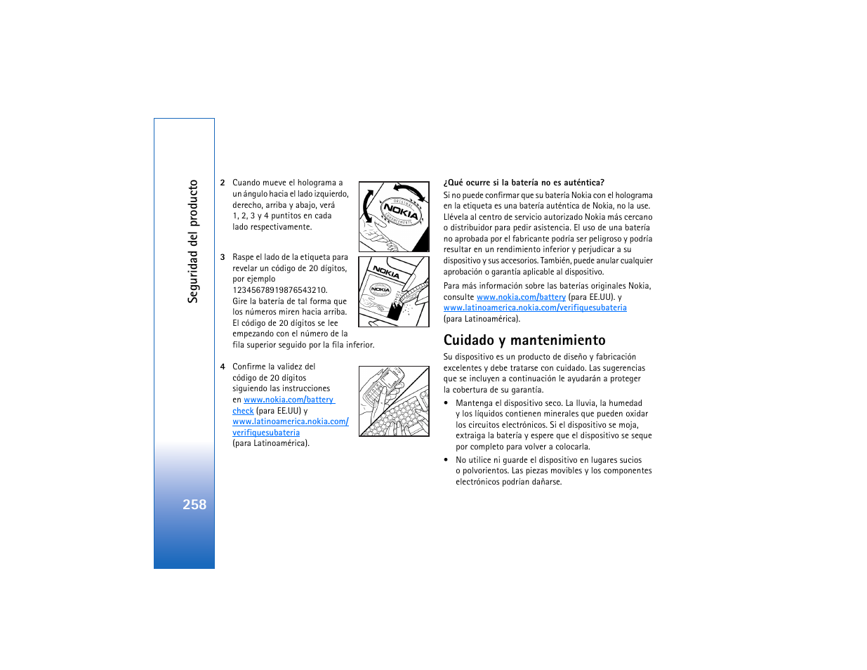 Cuidado y mantenimiento | Nokia N93 User Manual | Page 259 / 273