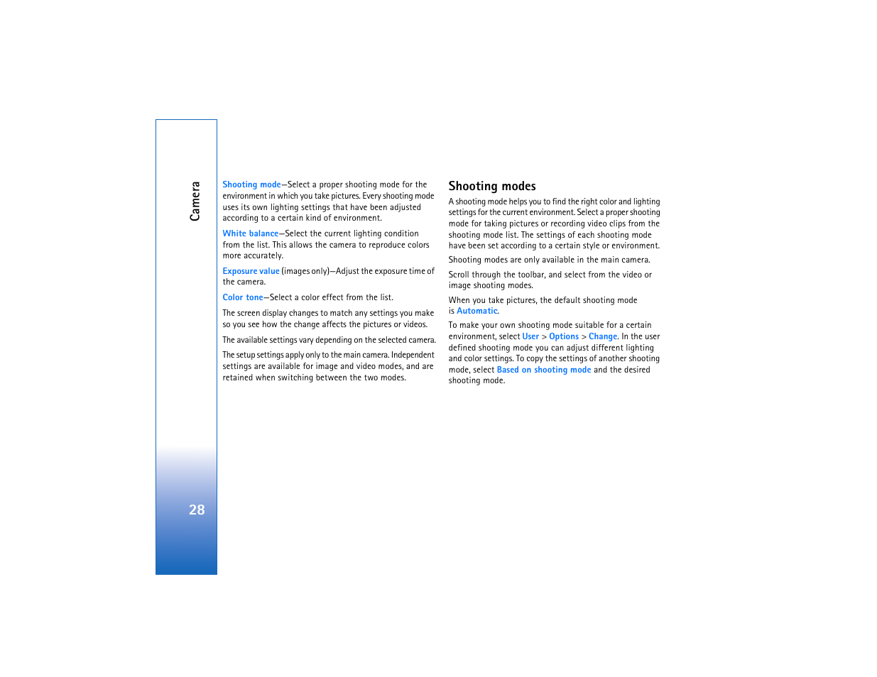 Shooting modes, D "shooting modes | Nokia N93 User Manual | Page 29 / 273