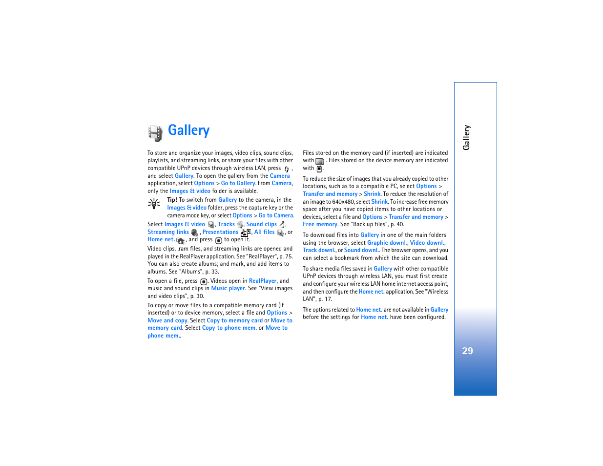 Gallery, Galler y | Nokia N93 User Manual | Page 30 / 273