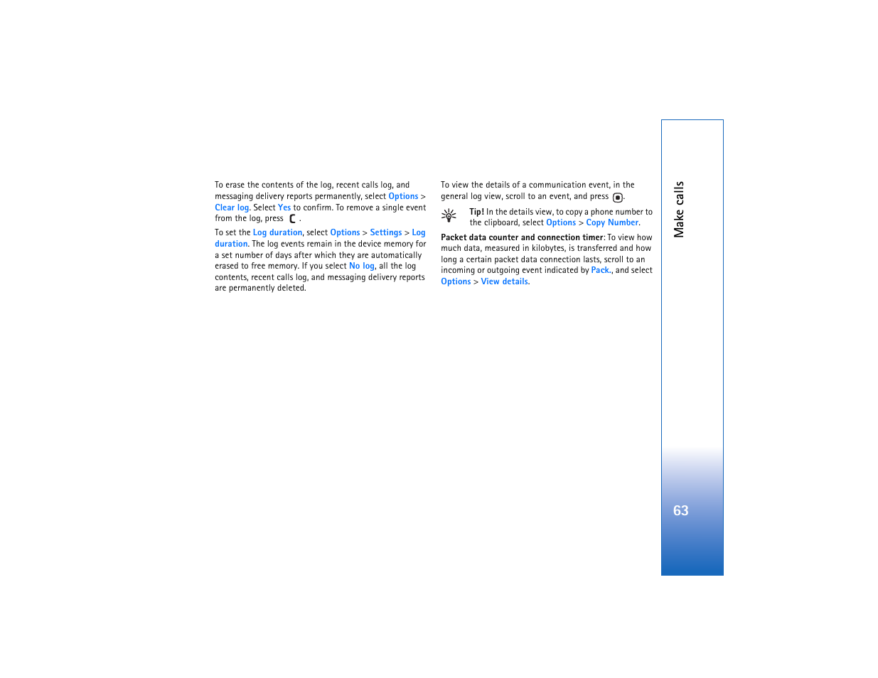 Mak e calls | Nokia N93 User Manual | Page 64 / 273