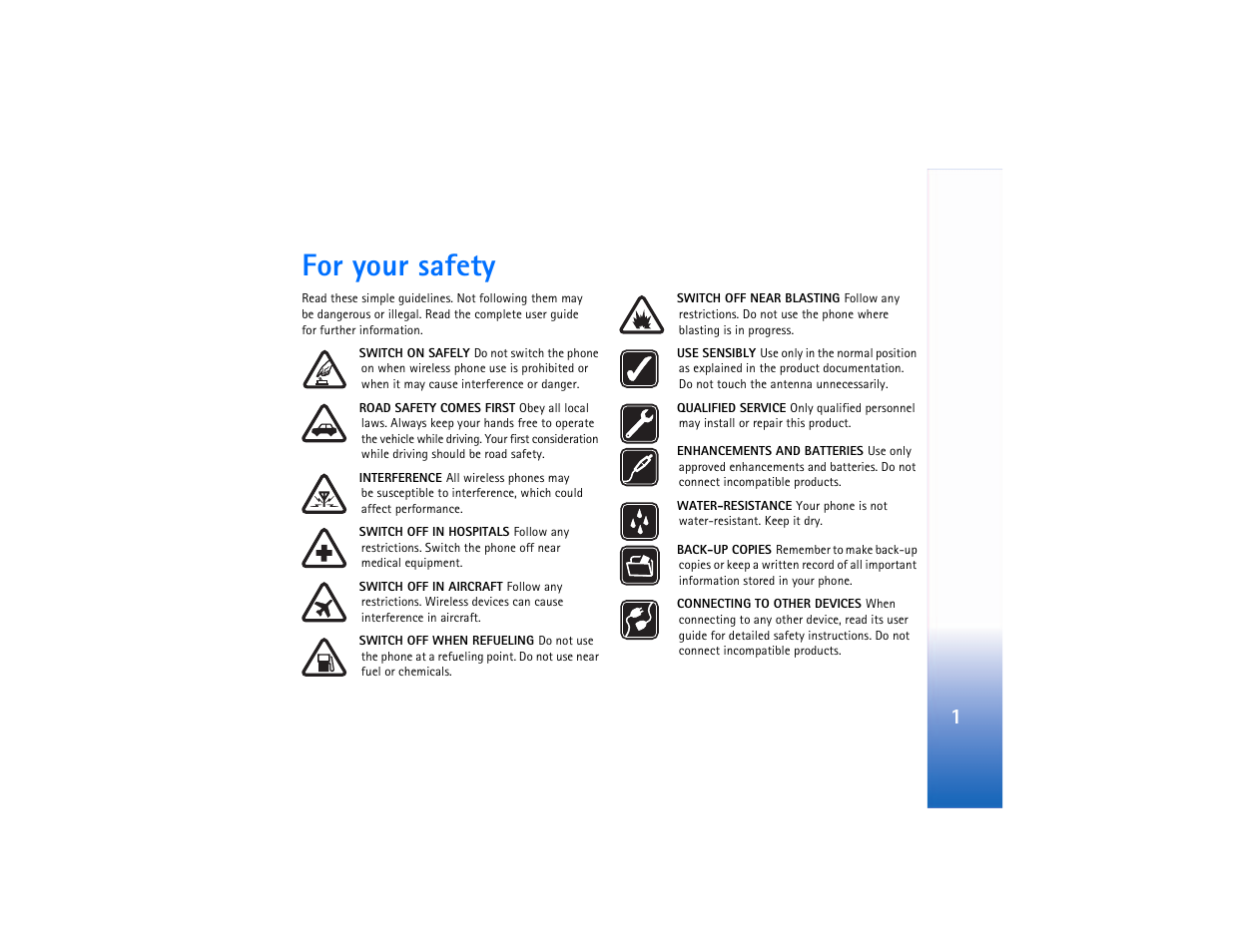 For your safety | Nokia N90 User Manual | Page 10 / 129